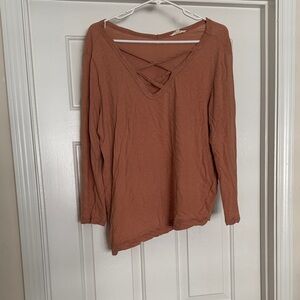 Free People Rust Crisscross Blouse